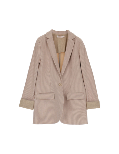 Please femme blazer a bouton et col revers en jersey a rayures lurex