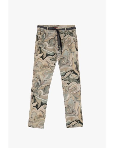 Please Femme pantalon forme chino en coton stretch imprimé volutes