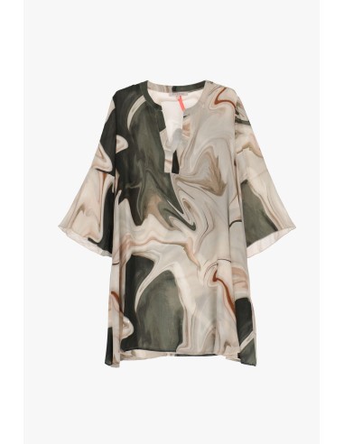 Please Femme robe courte forme trapeze en viscose fluied imprimée