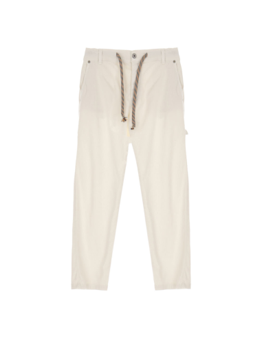 Please Femme jean charpentier a taille coulissée et dos elastiquée en coton stretch