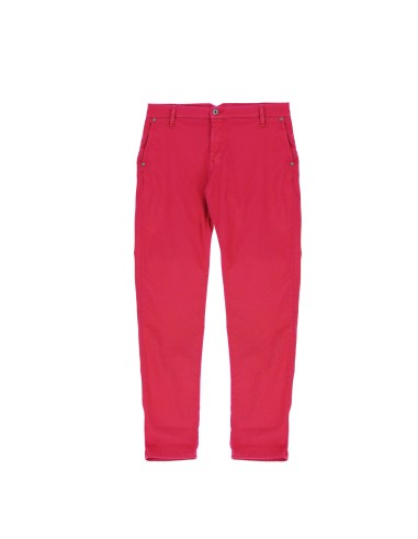 Please Femme Pantalon forme Chino en toile de  coton stretch coloris raspberry sorbet