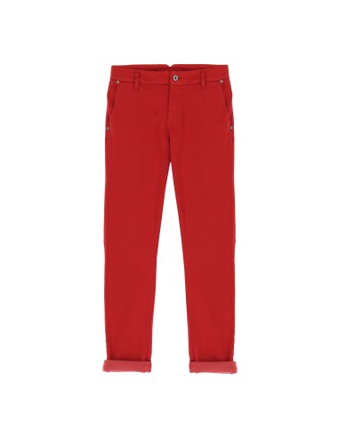 Please Femme Pantalon forme Chino en toile de  coton stretch coloris crimson