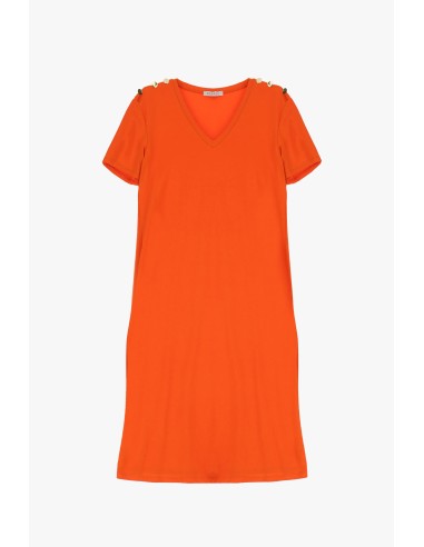 Please Femme, robe tshirt Mi-longue en coton coloris arancio (orange)