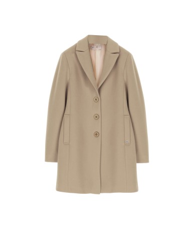 PLEASE FEMME MANTEAU COURT UNI A BOUTONNAGE SIMPLE ET COL A REVERS EN POINTE COLORIS CASHA