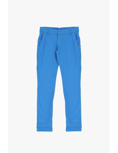 Please Femme Pantalon forme Chino en toile de  coton stretch coloris blue danube