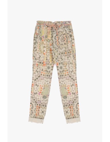 Please Femme pantalon forme chino en coton stretch imprimé géometrique multicolore madreperla