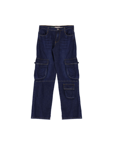 Please Femme jean multipoches forme baggy en denim brut