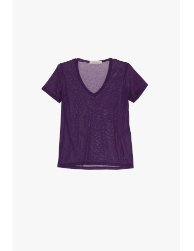 Please Femme tshirt à manches courtes en viscose et lurex effet pailletté coloris viola/purple