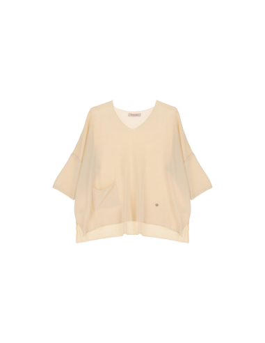 Please Femme pull oversized en maille de viscose fluide coloris latte