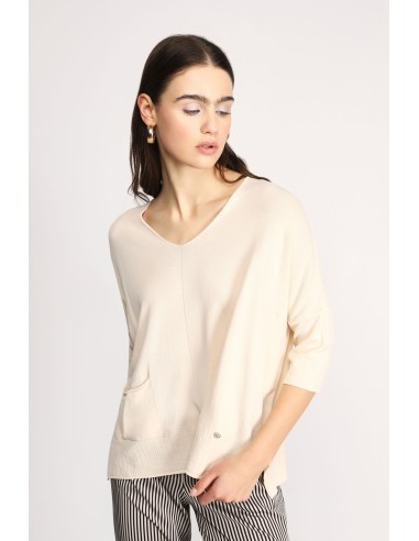 Please Femme pull oversized en maille de viscose fluide, coloris latte