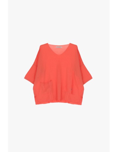 Please Femme pull oversized en maille de viscose fluide, coloris pesca