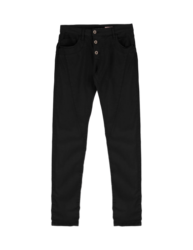Please Femme pantalon coupe boyfriend en toile de coton stretch coloris noir