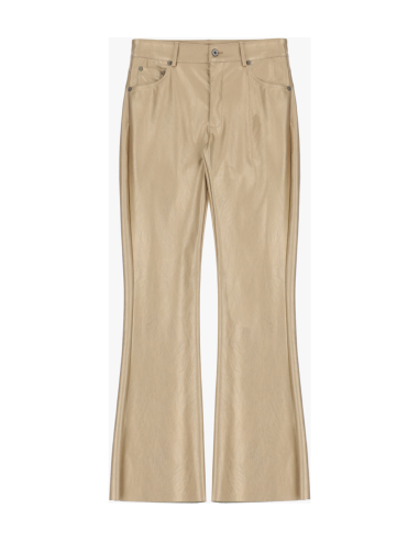 Please femme pantalon kick flare longueur 7/8 en similicuir coloris or