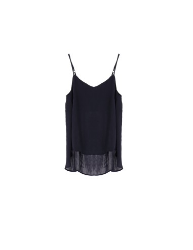 Please Femme caraco forme trapeze a brides reglables en crepe satin coloris notte (bleu marine)