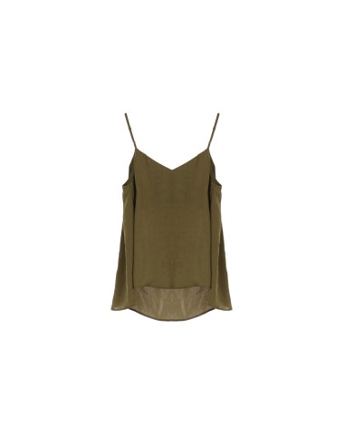 Please Femme caraco forme trapeze a brides reglables en crepe satin coloris militare