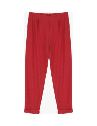 Please Femme pantalon  forme carotte à revers en jersey pailletté coloris corallo