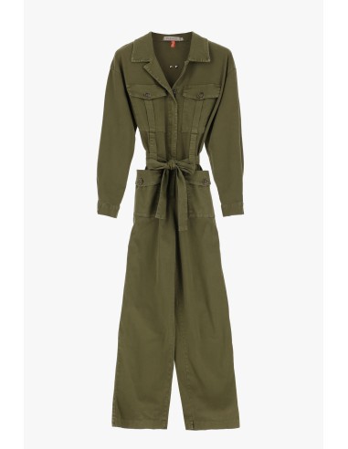 Please femme combinaison pantalon en coton stretch coloris olive drab (kaki)