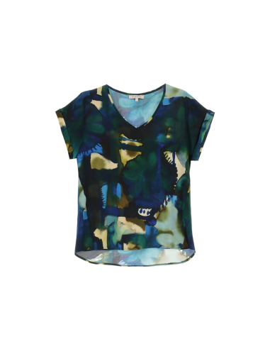 Please Femme tshirt oversized à manches courtes et col V en viscose imprimée coloris multicolore