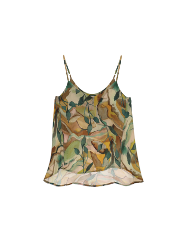 Please Femme caraco forme trapeze a brides reglables en viscose imprimée multicolore