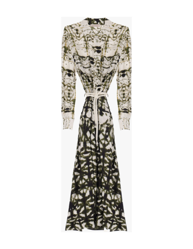 Please robe longue en viscose fluide imprimée coloris blanc et vert
