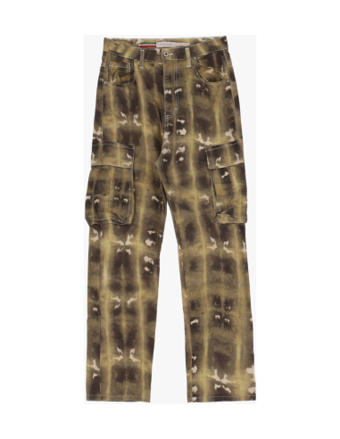 Please Femme pantalon cargo longueur 7/8 en gabardine de coton stretch imprimé coloris Madreperla