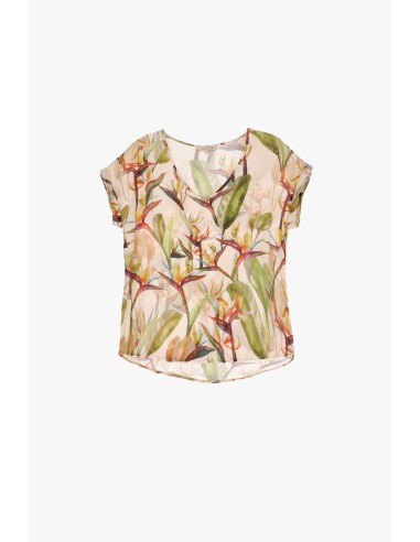 Please Femme tshirt oversized à manches courtes et col V en viscose imprimée multicolore