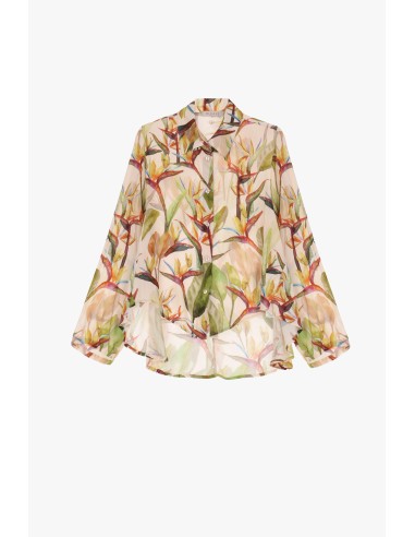 Please femme, chemise ample et trapeze, asymetrique en viscose imprimée coloris multicolore