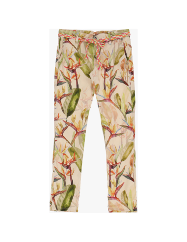 Please Femme pantalon forme chino en coton stretch imprimé coloris madreperla