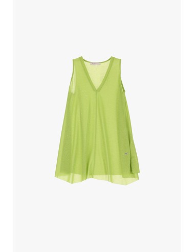 Please Femme debradeur forme trapeze en jersey et lurex, effet pailletté coloris guacamole