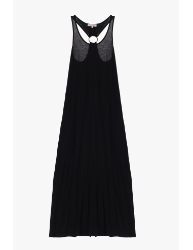 Please femme robe longue tshirt en jersey de viscose coloris noir