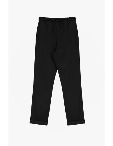 Please Femme forme droite à taille coulissée en coton melangé coloris noir