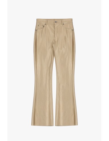 Please femme pantalon kick flare longueur 7/8 en similicuir coloris oro (doré)