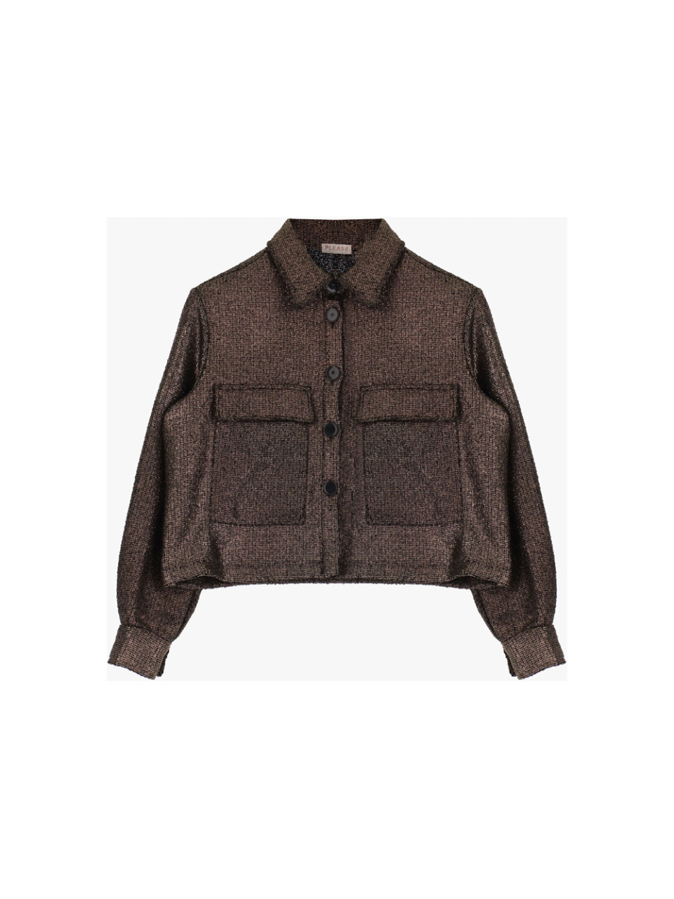 Please Femme veste courte en tweed coloris lam bronzo marron glac