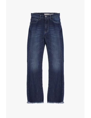 Please Femme jean kick flare longueur Cropped en denim delavé bleu medium