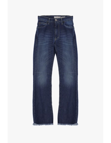 Please Femme jean kick flare longueur Cropped en denim delavé bleu medium