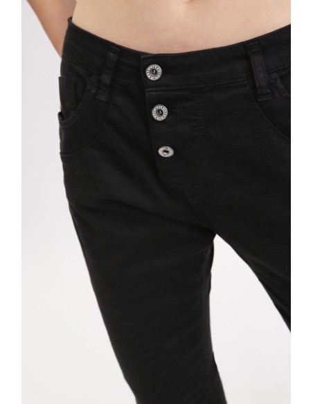 Please Femme pantalon coupe boyfriend  modele P78 en coton elasthane coloris noir