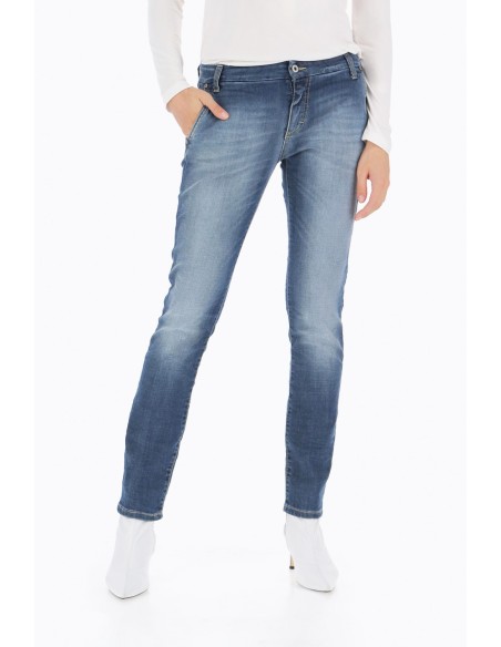 Please Femme, jean forme chino, modele p07, en denim bleu brut