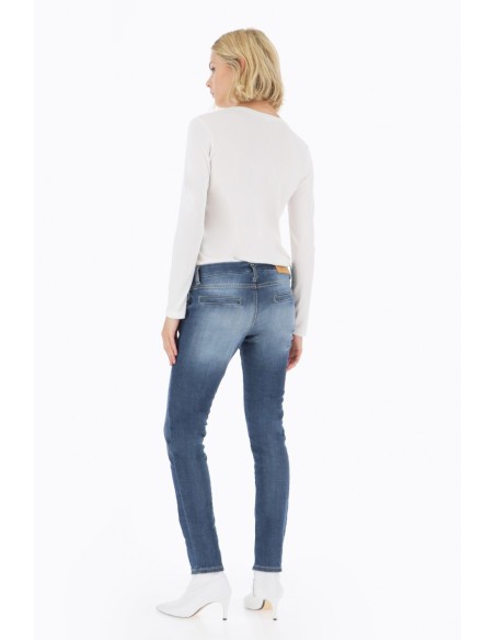 Please Femme, jean forme chino, modele p07, en denim bleu brut