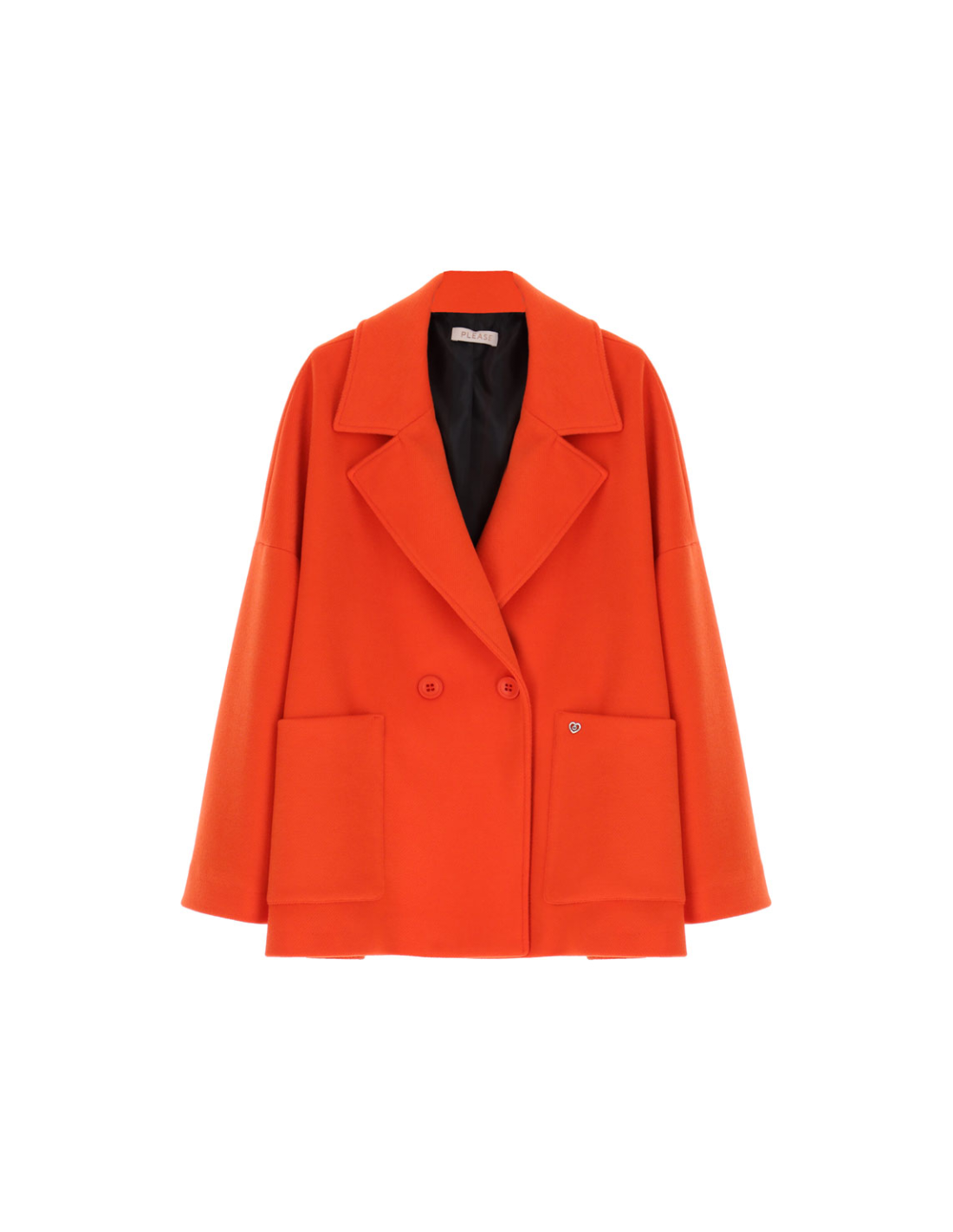 Please Femme manteau court crois oversized en drap coloris orange