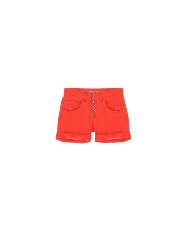Please Femme short en jean modèle P88 à boutonnage apparent en coton stretch coloris flery orange (corail)