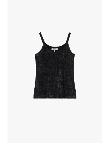 Please Femme top bretelles coton à motif abstrait effet métallisé noir coloris nero/nero