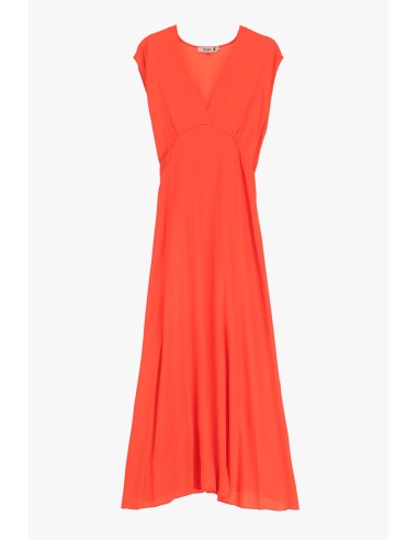 Please Femme robe longue sans manches en satin de viscose corail (flery orange)
