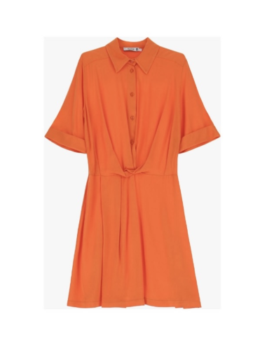 Please femme robe chemise manches courte orange (arancio)