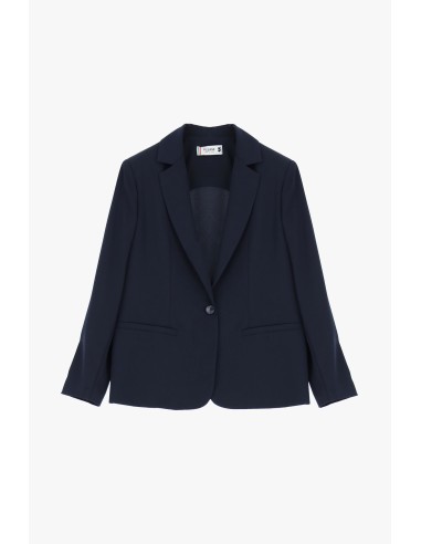 Please femme blazer de tailleur en crêpe fluide marine