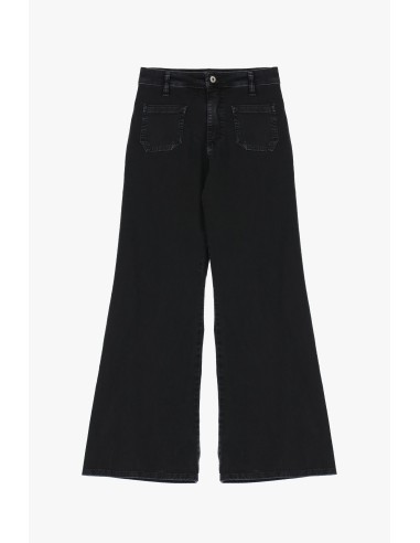 Please Femme jean flare à poches plaquées en coton stretch coloris Noir (nero)