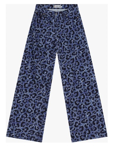 Please Jean Femme Coupe Flare Coton denim bleu imprime panthere
