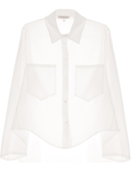 Please Chemisier Ample Blanc Manches Kimono