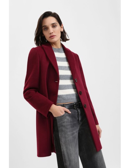 Manteau Court et Cintre Please Femme a Boutonnage Droit Bordeaux Mode Italienne