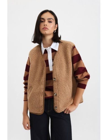 Please Gilet Femme en Bouclettes uni