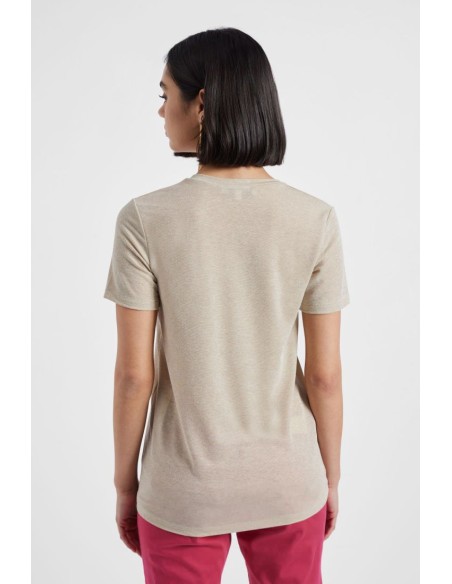 Please Femme tshirt à manches courtes en viscose et lurex effet pailletté coloris champagne/oro (doré leger)